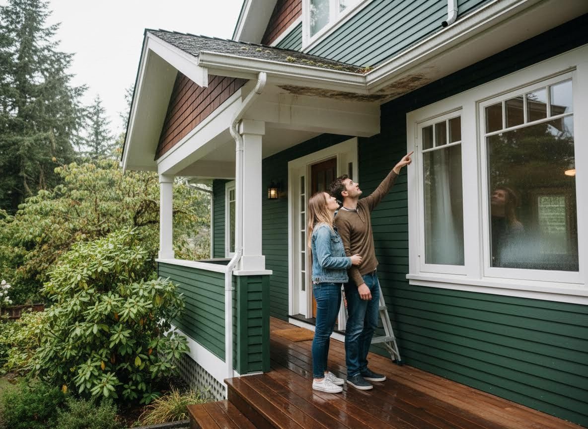 Couple Inspecting Home Exterior for Maintenance