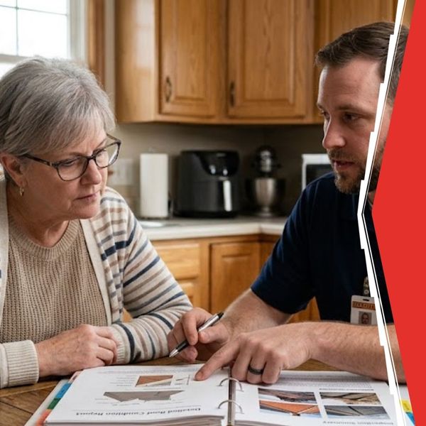 going over inspection report with homeowner 