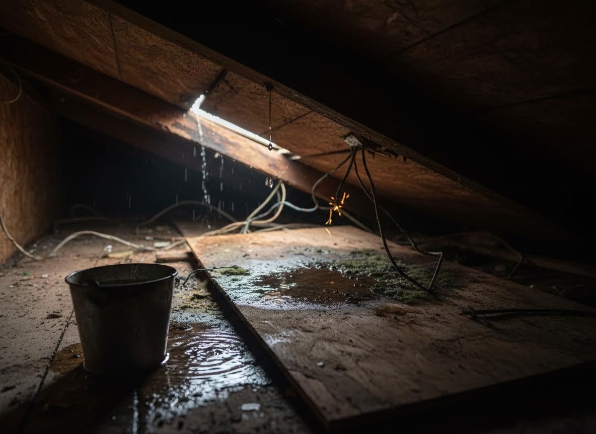 Attic Water Leak and Electrical Hazard