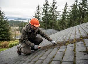 Roof Inspector Examining Moss