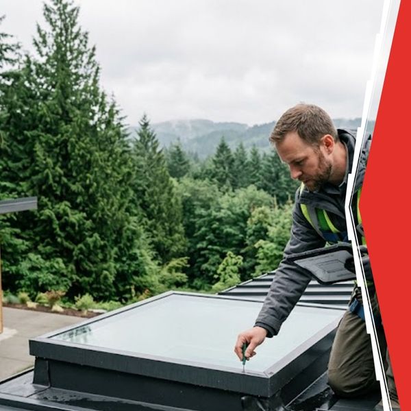 inspecting roofing around skylight 