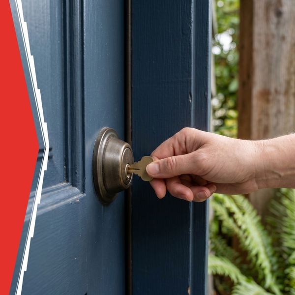 hand unlocking a door