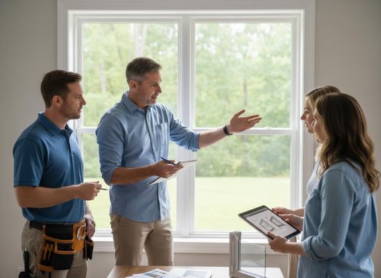Window experts consult with homeowners