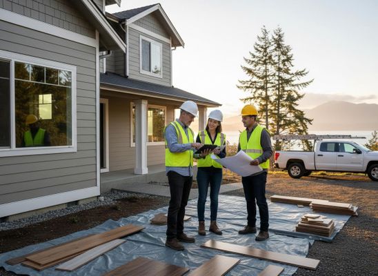 Construction Team Discussing Home Build