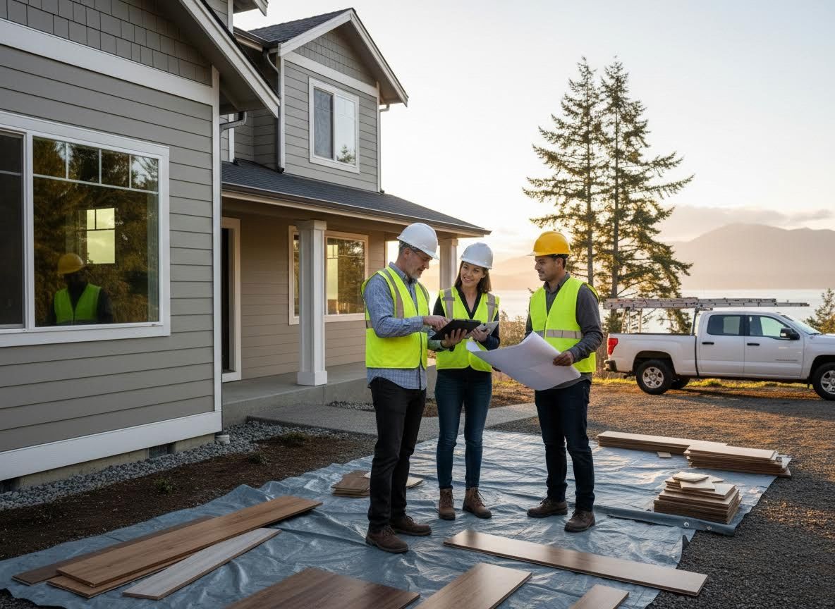 Construction Team Discussing Home Build