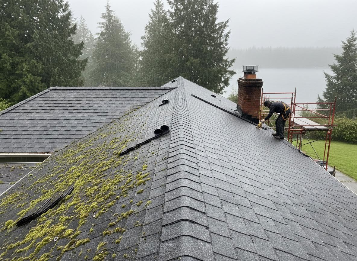 Roof Cleaning and Moss Removal on a Residential Shingle Roof