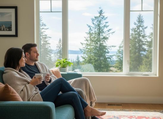 Couple Relaxing on Couch with Scenic View