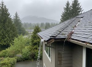 Clogged Gutters Overflowing Rainwater