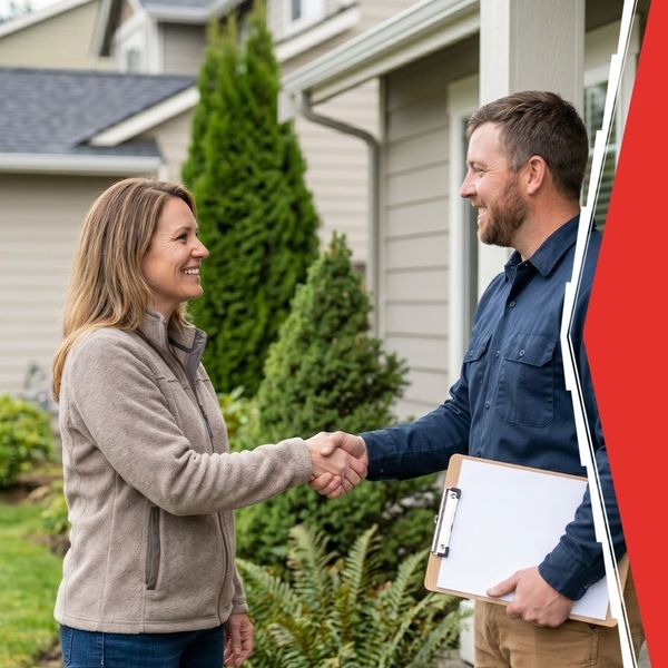 homeowner shaking hands with a contractor