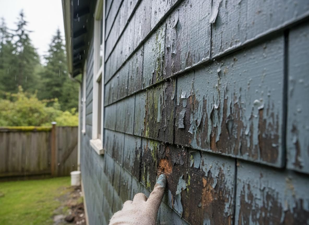 Peeling House Siding with Mold Damage