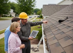 Roof inspection with contractor and homeowners