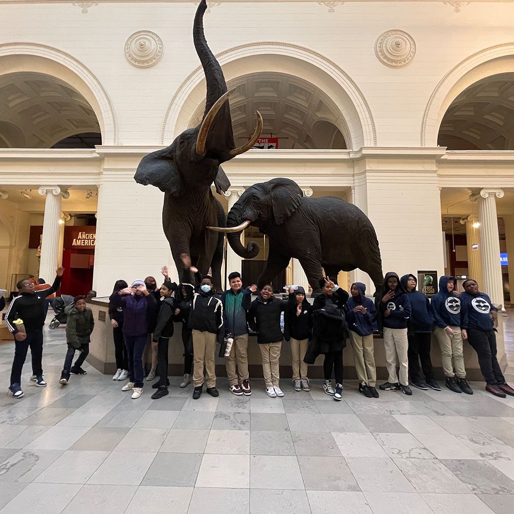 Charter school kids in museum