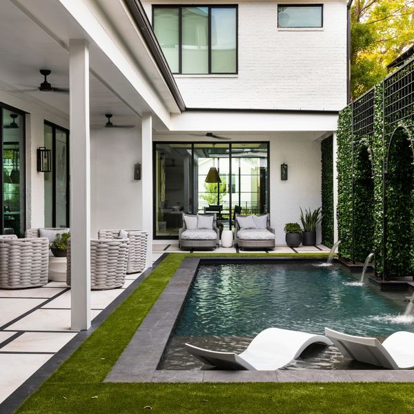 Backyard with fancy pool