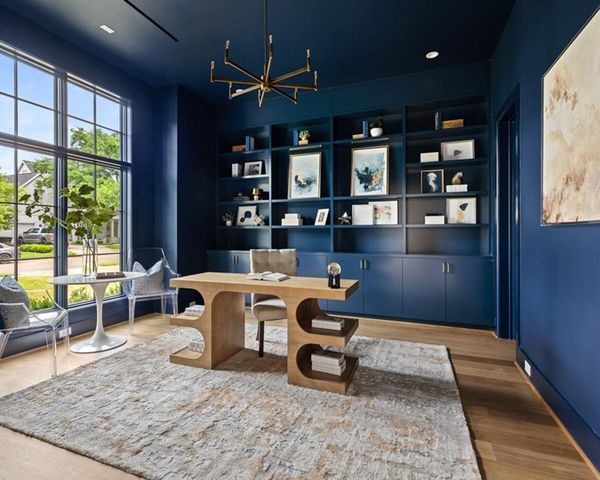 Luxury blue home office space