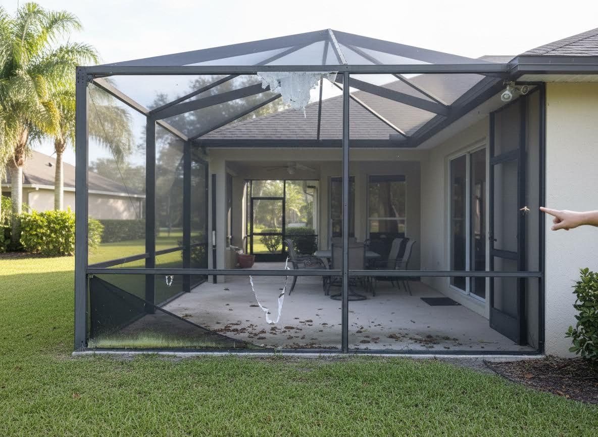Damaged Screened Patio Enclosure