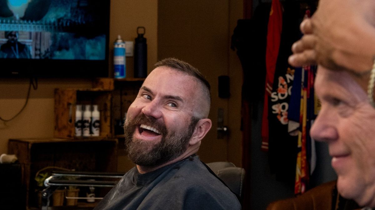 men in Dr. Beard barbershop