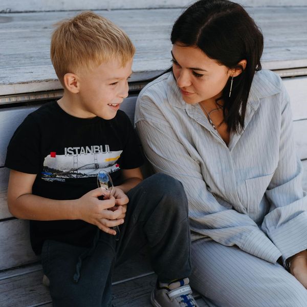 mother speaking with son