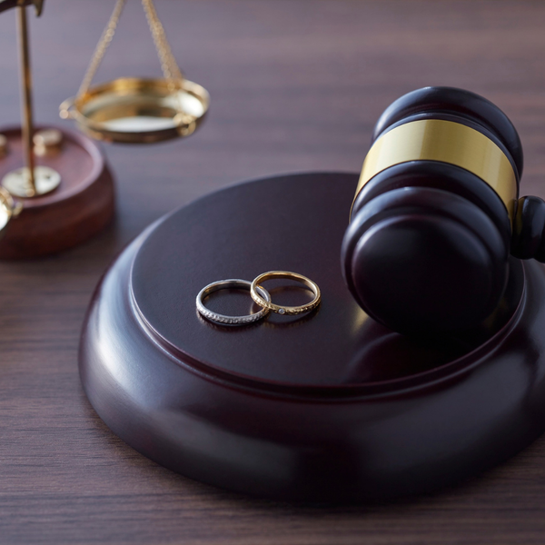 Rings next to a judge gavel