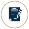 Icon of a document and pen, representing prenuptial agreements. Icon of a document and pen, representing prenuptial agreements.