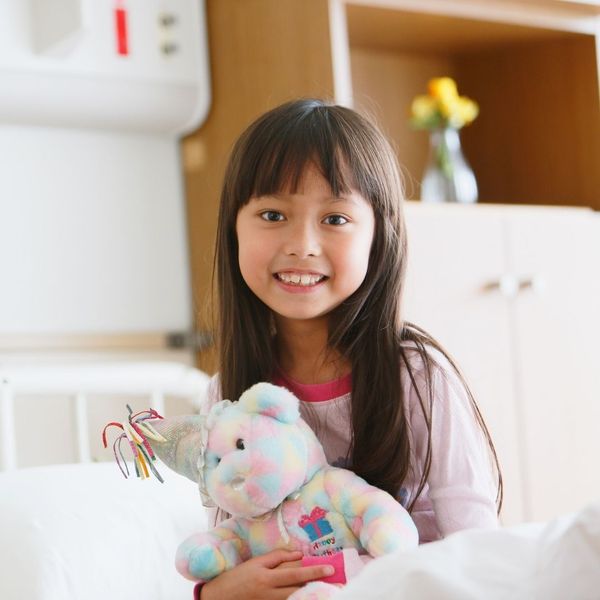 young girl in hospital