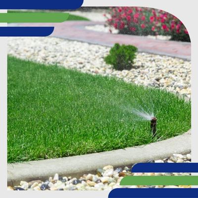 lawn sprinkler on well-manicured lawn
