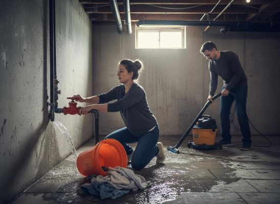 Basement Pipe Burst and Water Cleanup
