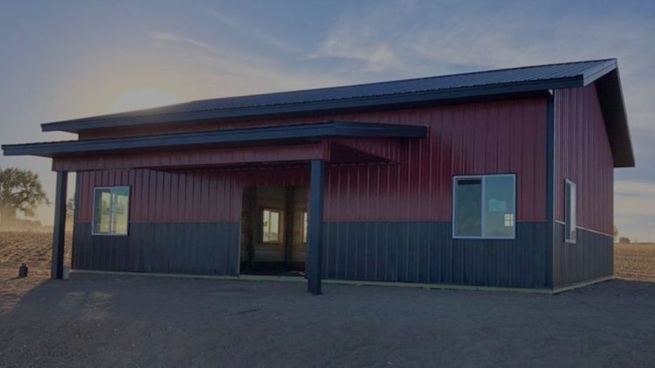 farm shed at sunrise