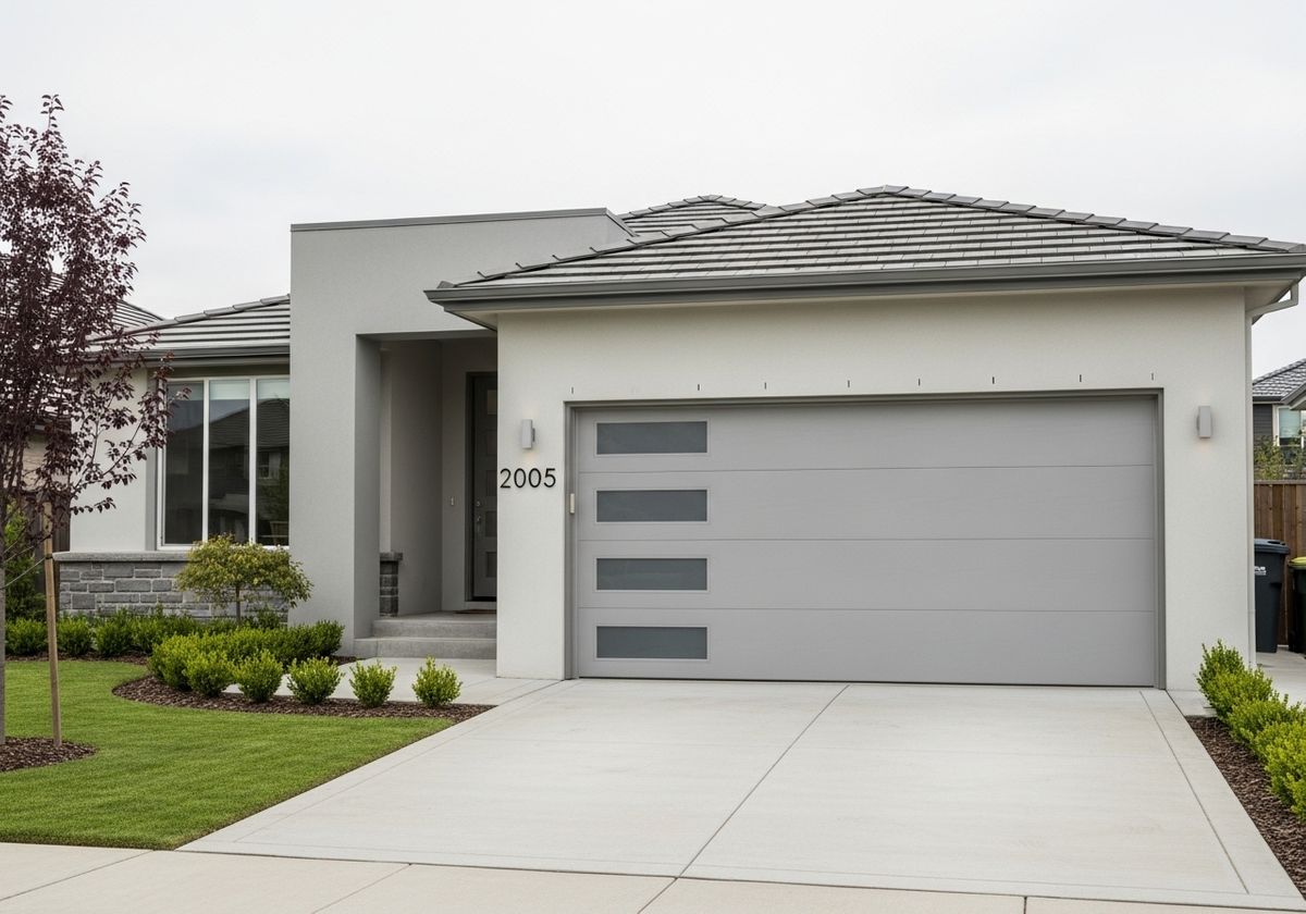 Modern Home Exterior with Gray Garage Door
