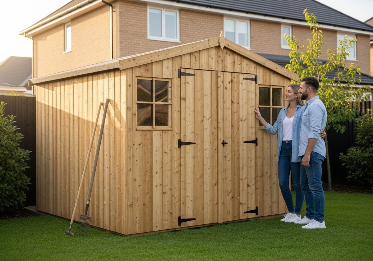 Wooden Garden Shed with Couple