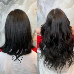 dark brown extensions before and after