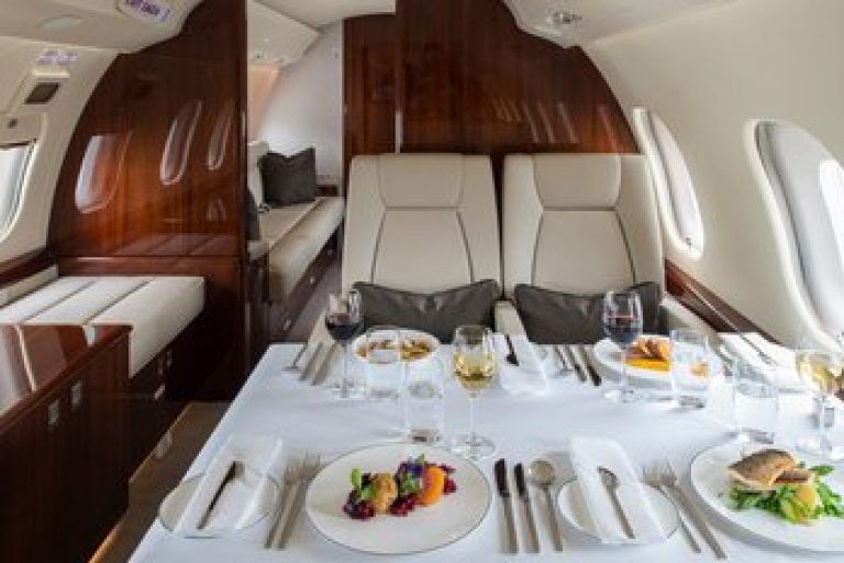 Luxury meal on a jet