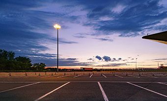 Light in empty parking lot