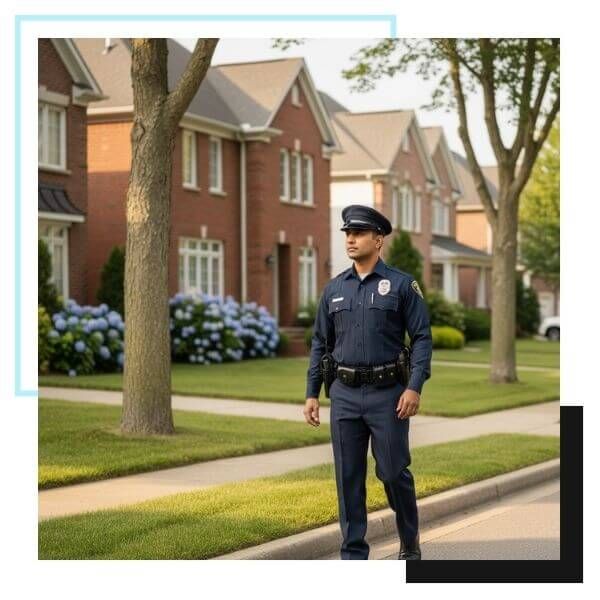 security officer in residential neighborhood