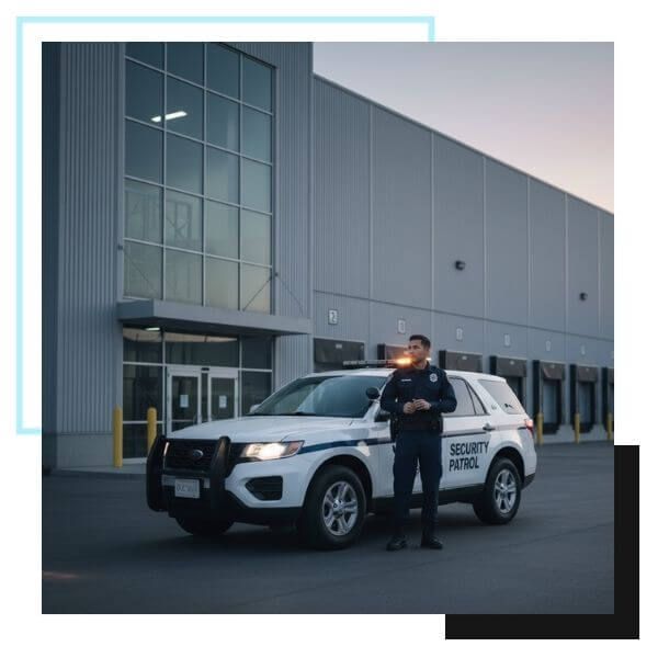 patrol officer outside of warehouse