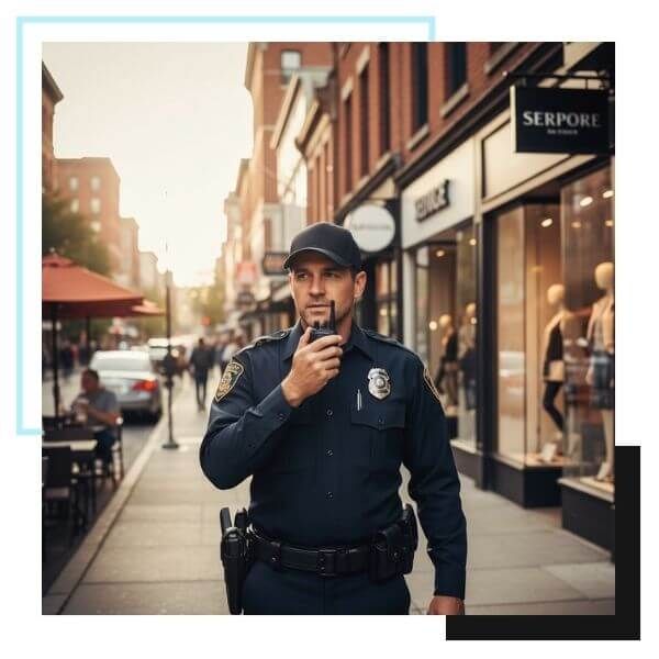 security officer in front of retail store