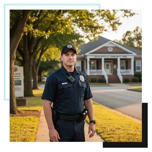 security officer in residential neighborhood