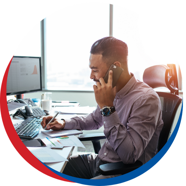 man talking on phone.