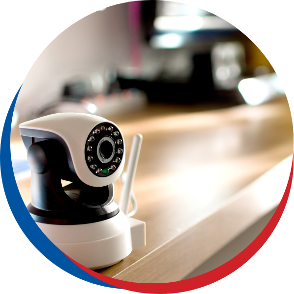 home security camera on shelf
