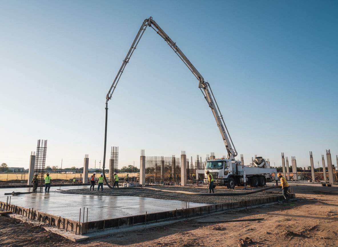 Concrete Pour on Construction Site