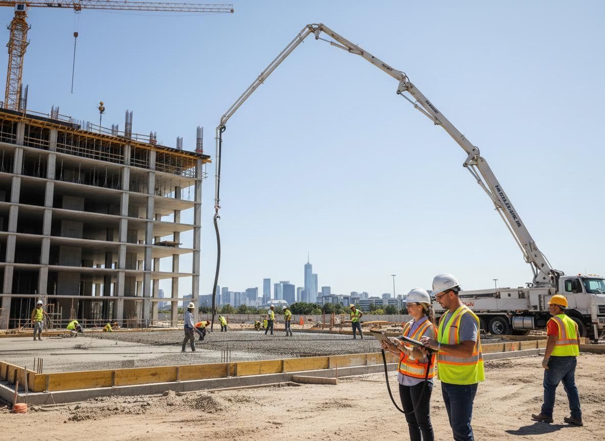 Construction Workers Pouring Concrete