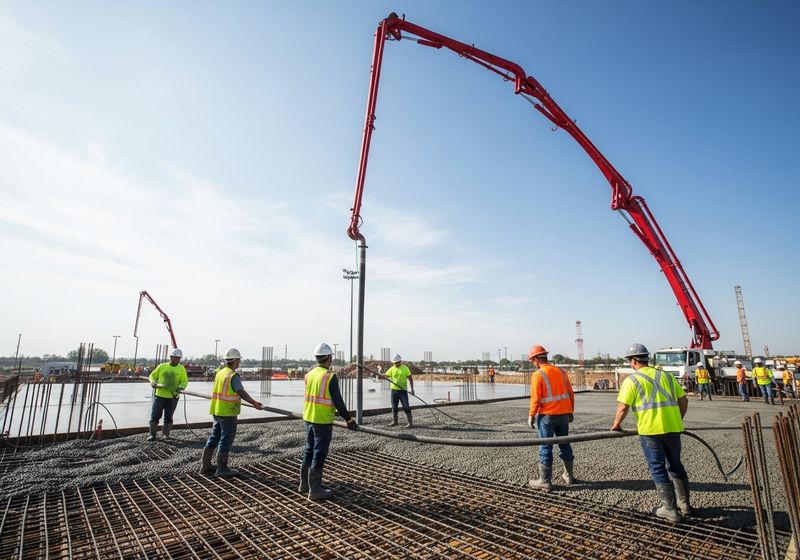 Concrete Pouring at Construction Site