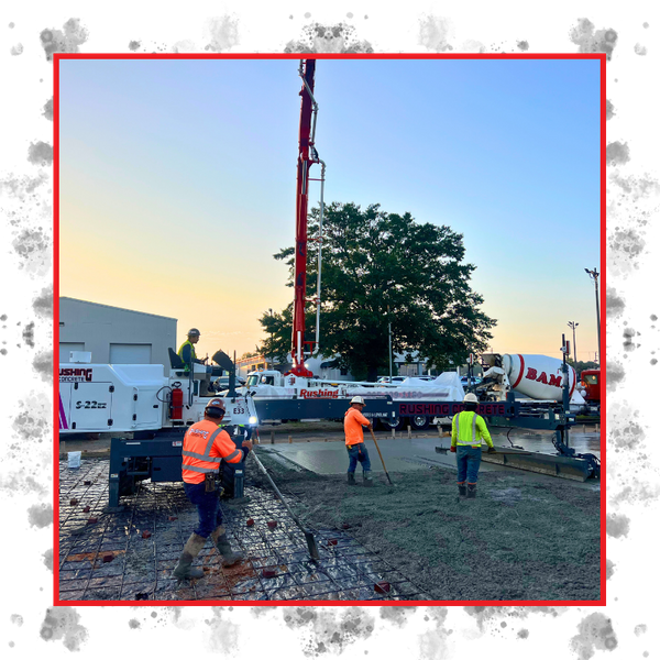 three men working on cement site