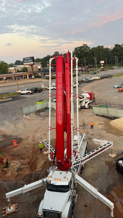 truck with crane pouring cement