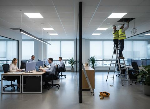 Office Environment with Concurrent Work and Maintenance