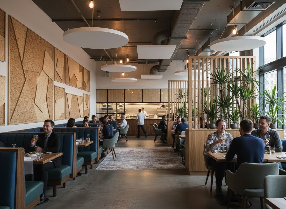 Modern Restaurant Interior with Diners and Contemporary Decor