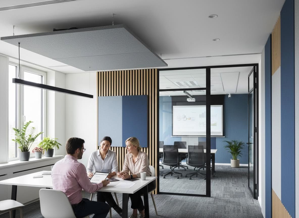 Office Meeting with Three Colleagues in a Modern Workspace