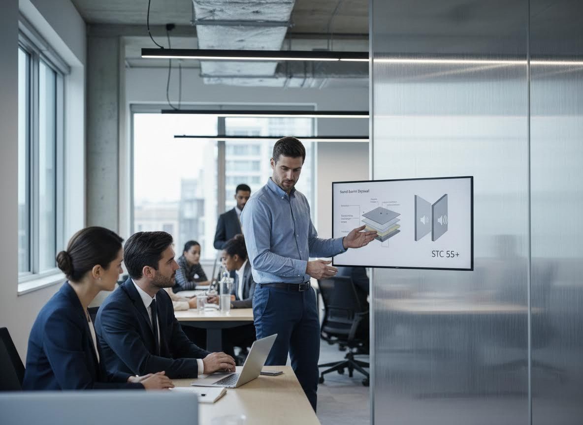 Businessman giving presentation in modern office