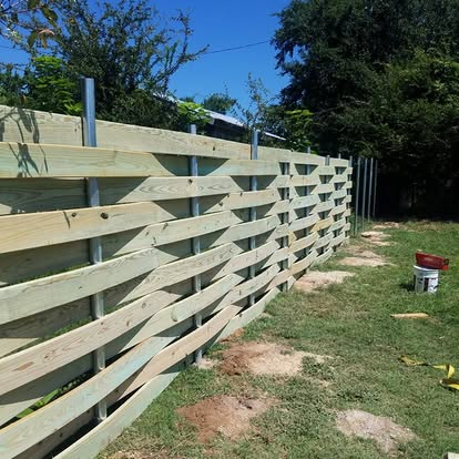 Horizontal Woven Wooden Fence