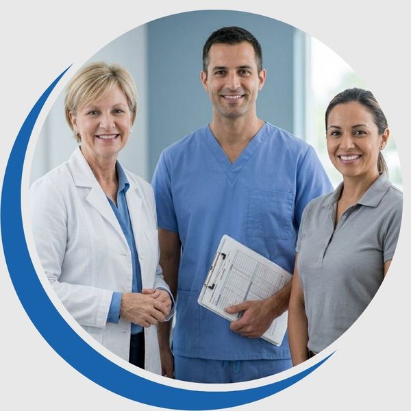 A collaborative team of three pain management specialists