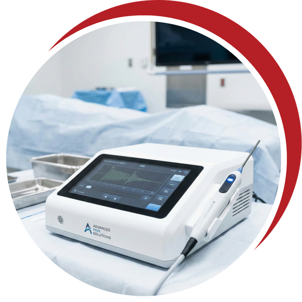 A modern Radiofrequency Ablation (RFA) medical device in a procedure room.